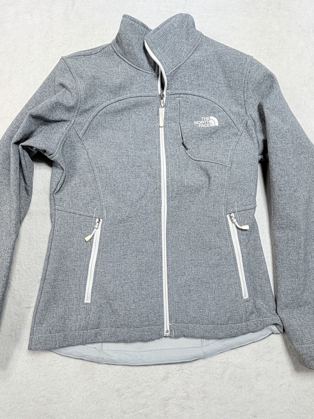 The North Face Apex Bionic Softshell Jacket Heather Grey Fleece Lined C771 Sz S